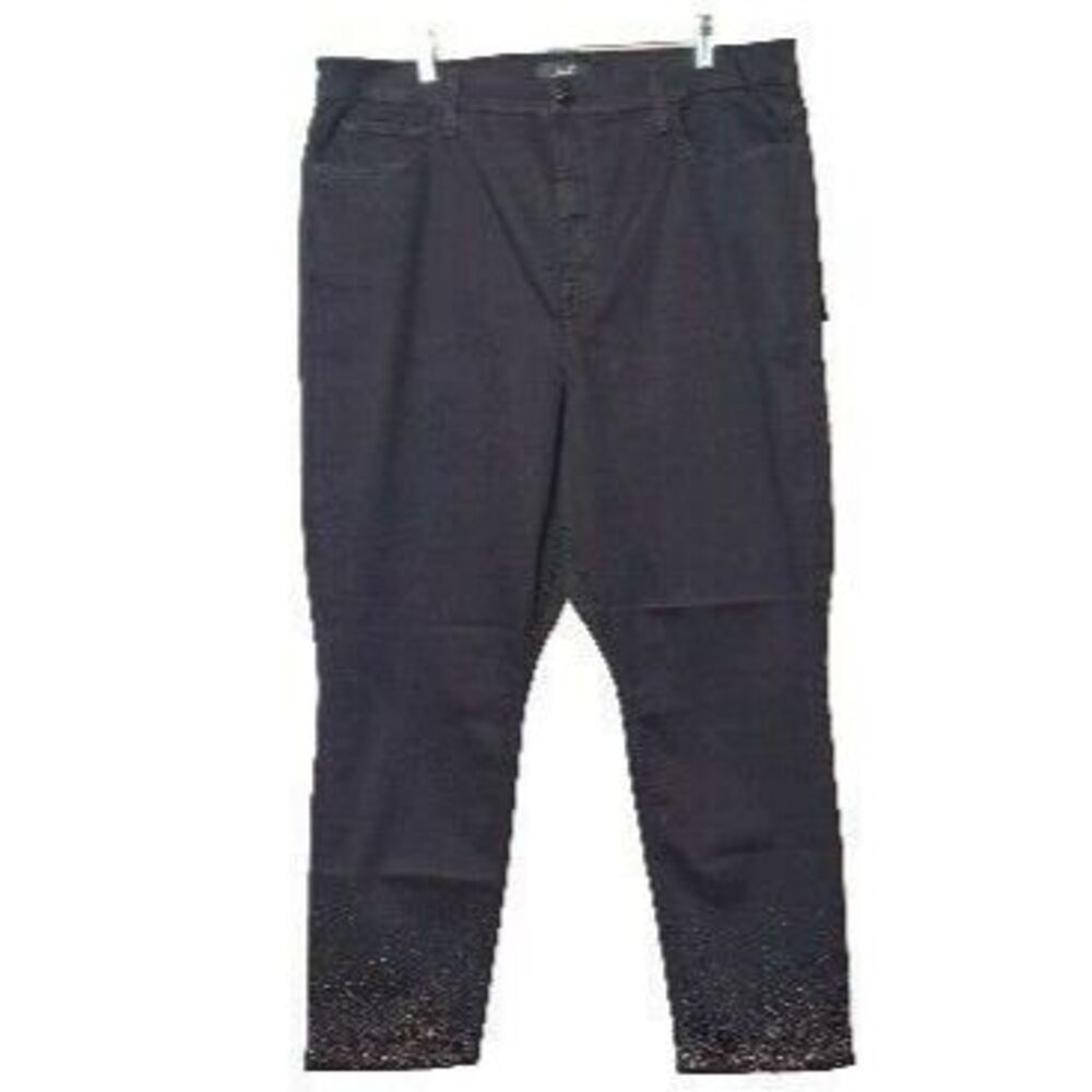 7 For All Mankind Gen 7 Black Bejeweled Jeans Sculpting Women's Plus Size 20 NWT